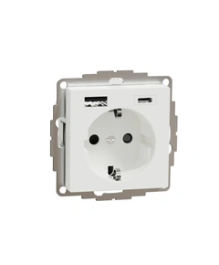 Розетка с двойной USB-зарядкой, 3 А, тип А+С, Merten SM MTN2367-0325, цвет активный белый